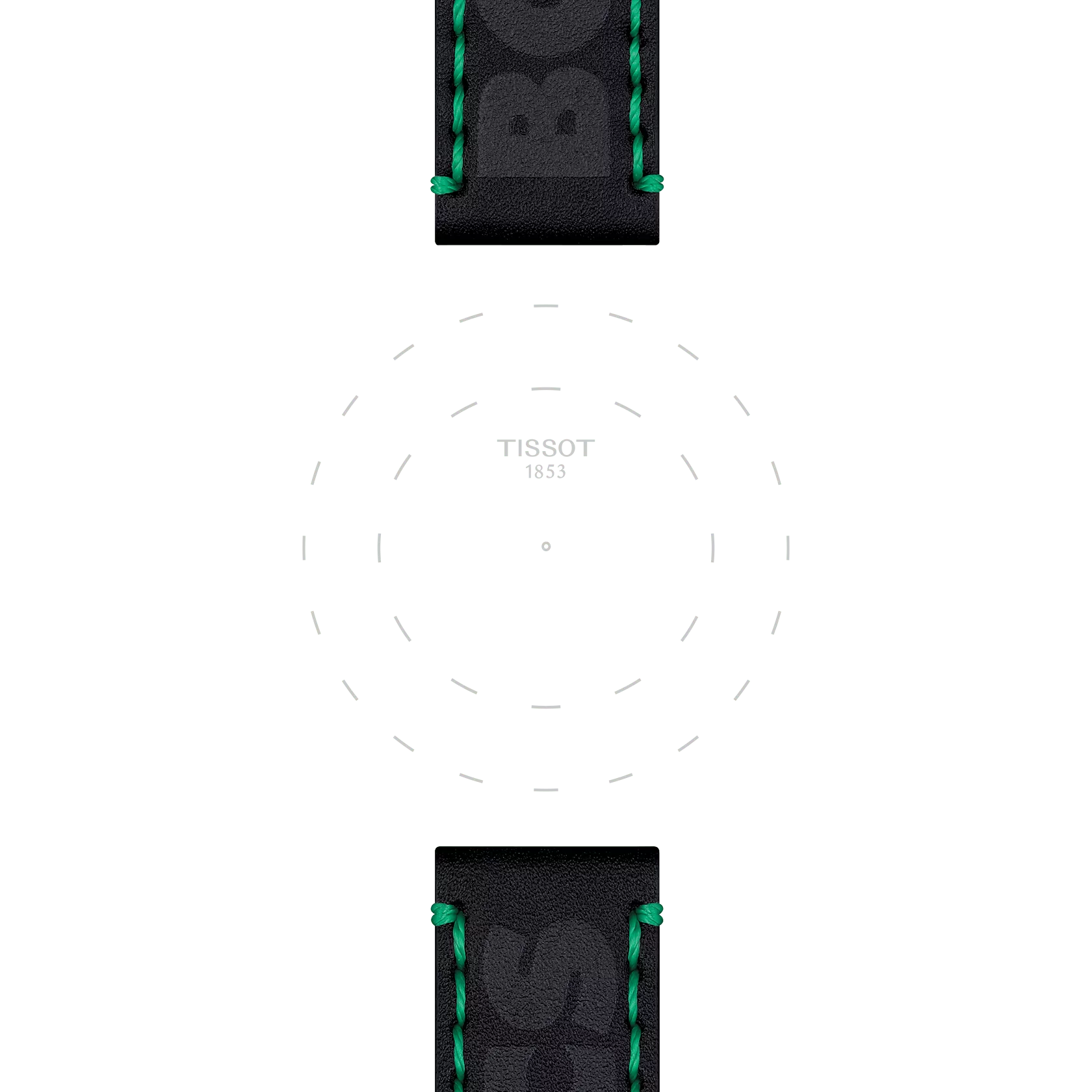 Focus on the lugs of Tissot Official Black Leather Strap Lugs 22 mm