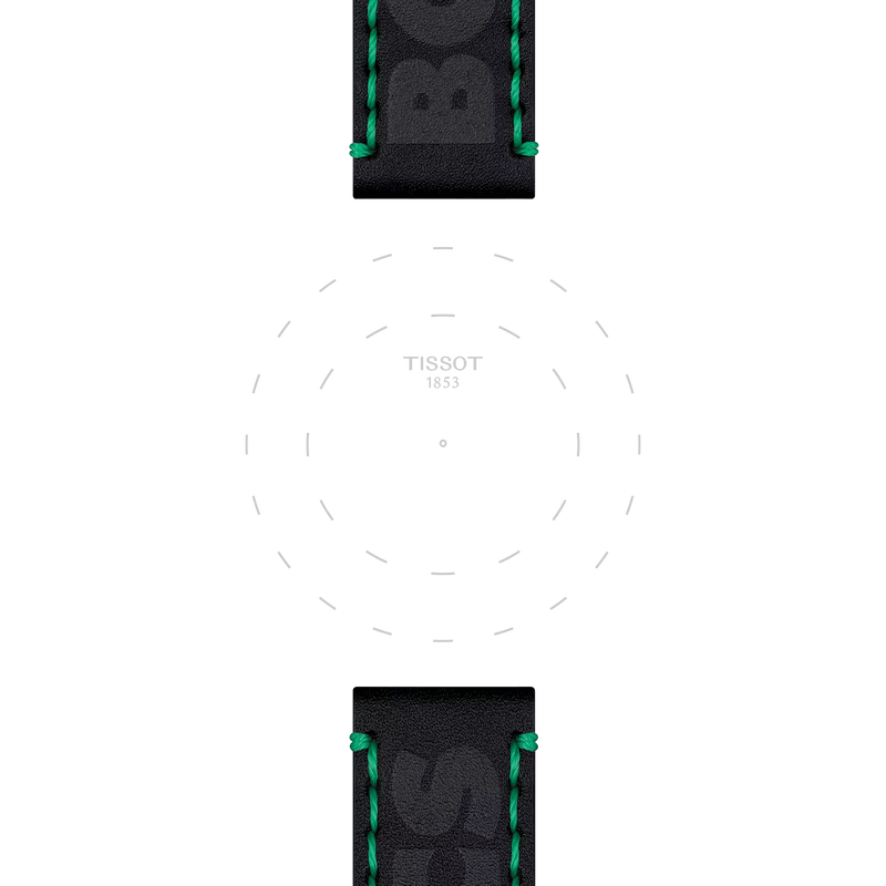 Focus on the lugs of Tissot Official Black Leather Strap Lugs 22 mm