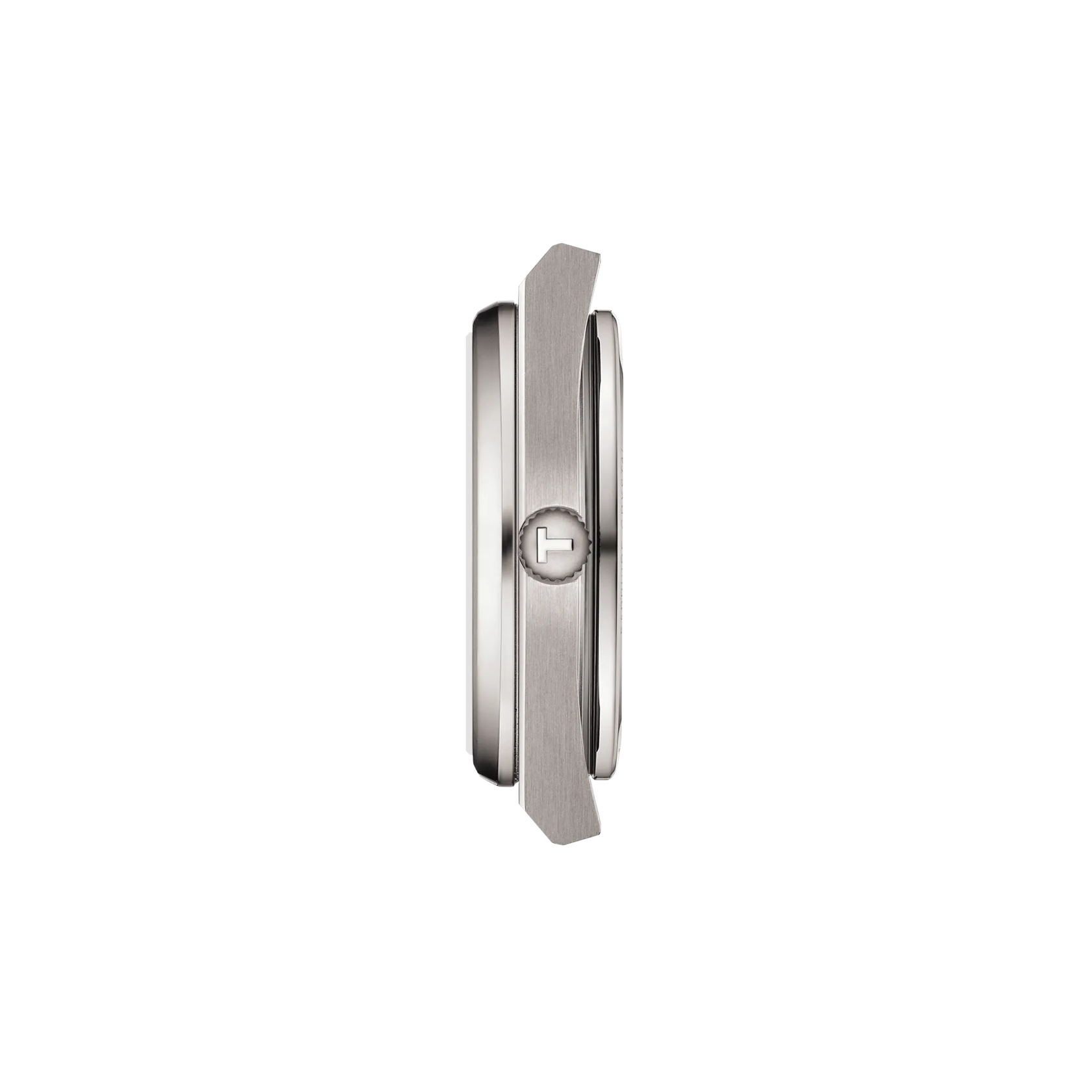 Profile view of the watch case Tissot PRX Titanium 38mm