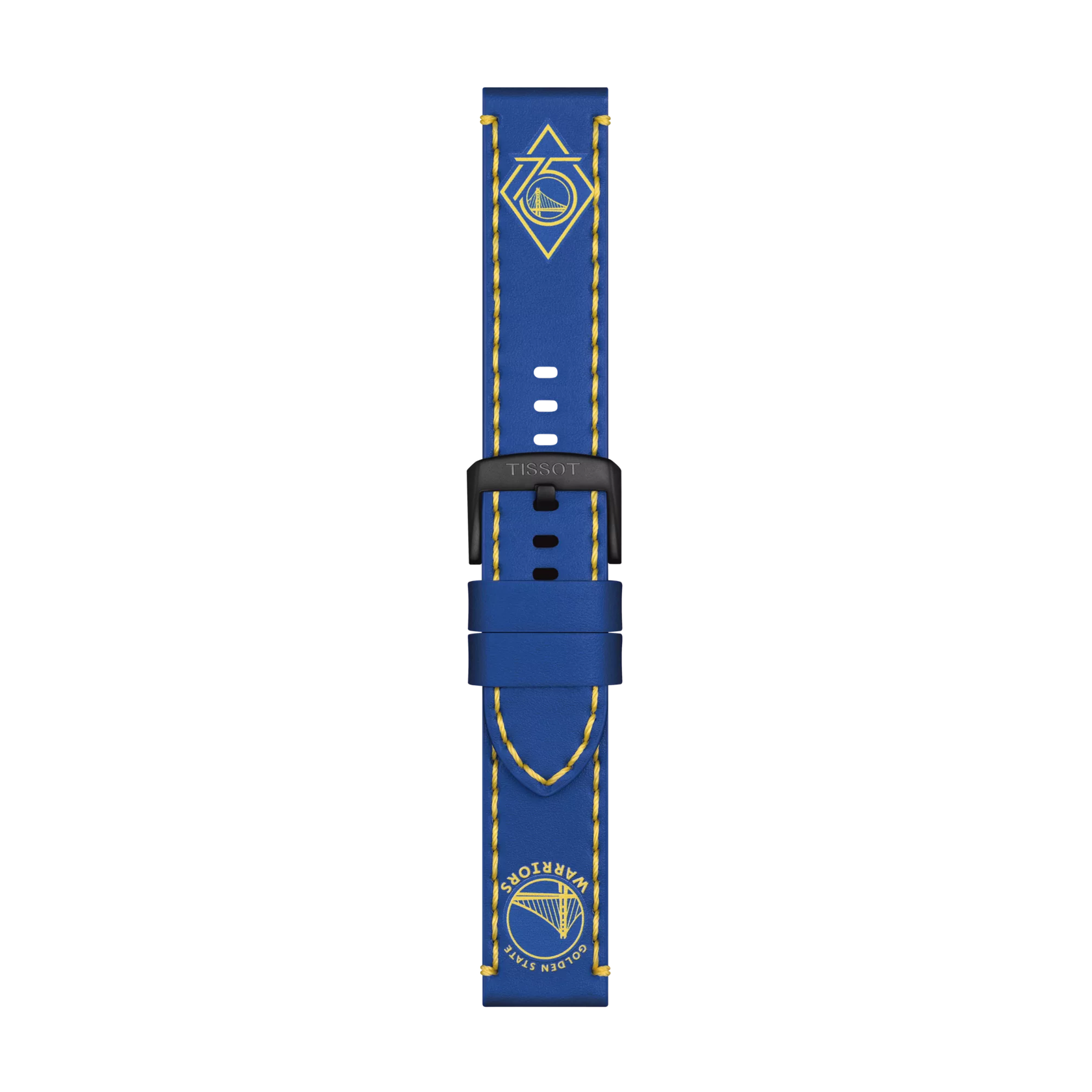 Front view of Tissot Official Blue Leather Strap Lugs 22 mm