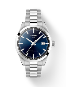 Vooraanzicht van het horloge Tissot Gentleman 38mm met schaduw
