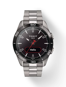 Front view of the watch Tissot T-Touch Connect Sport 43.75mm with shadow