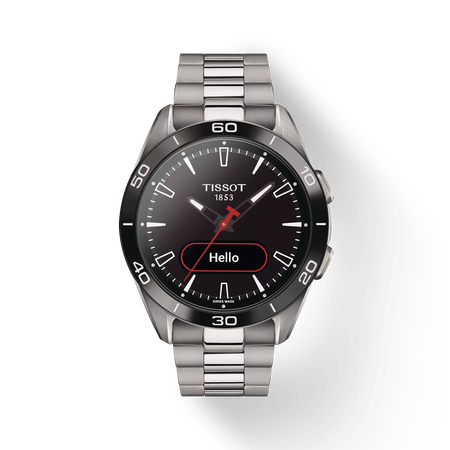 Front view of the watch Tissot T-Touch Connect Sport 43.75mm with shadow