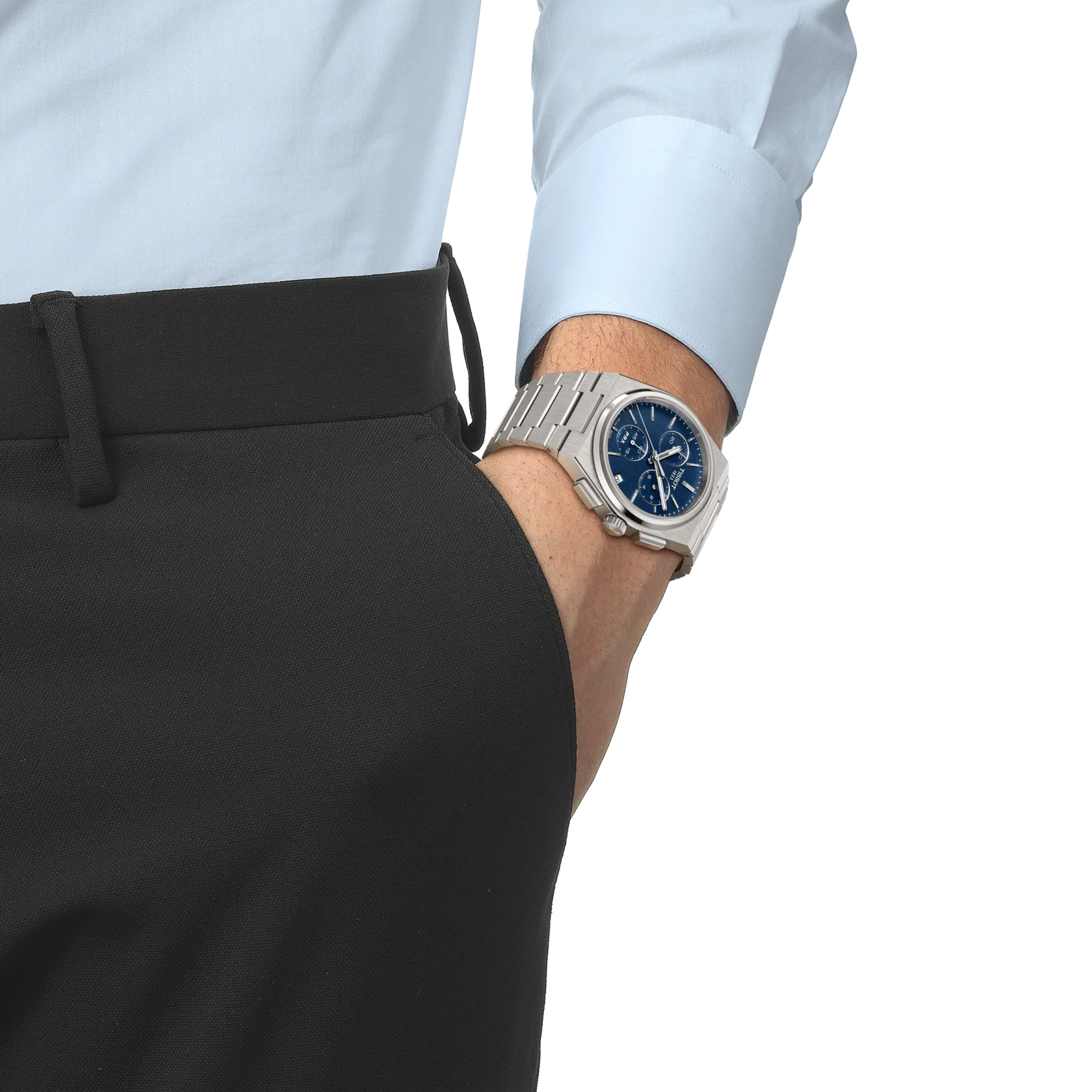 Simulation of the watch Tissot PRX 41mm on a wrist