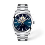 Front view of the watch Tissot Gentleman Open Heart 40mm with shadow