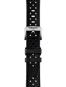 Zoom sur Bracelet Officiel Tissot Caoutchouc Noir Entre-cornes 20 mm