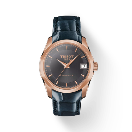 Front view of the watch Tissot Couturier 32mm with shadow