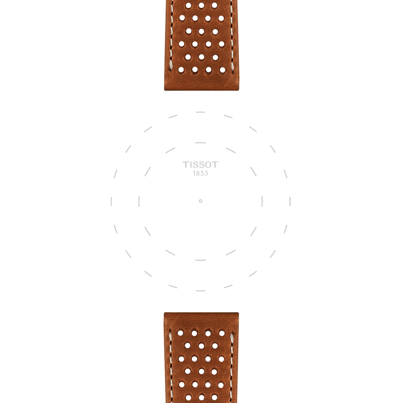 Focus on the lugs of Bracelet Officiel Tissot Cuir Marron Clair Entre-cornes 20 mm