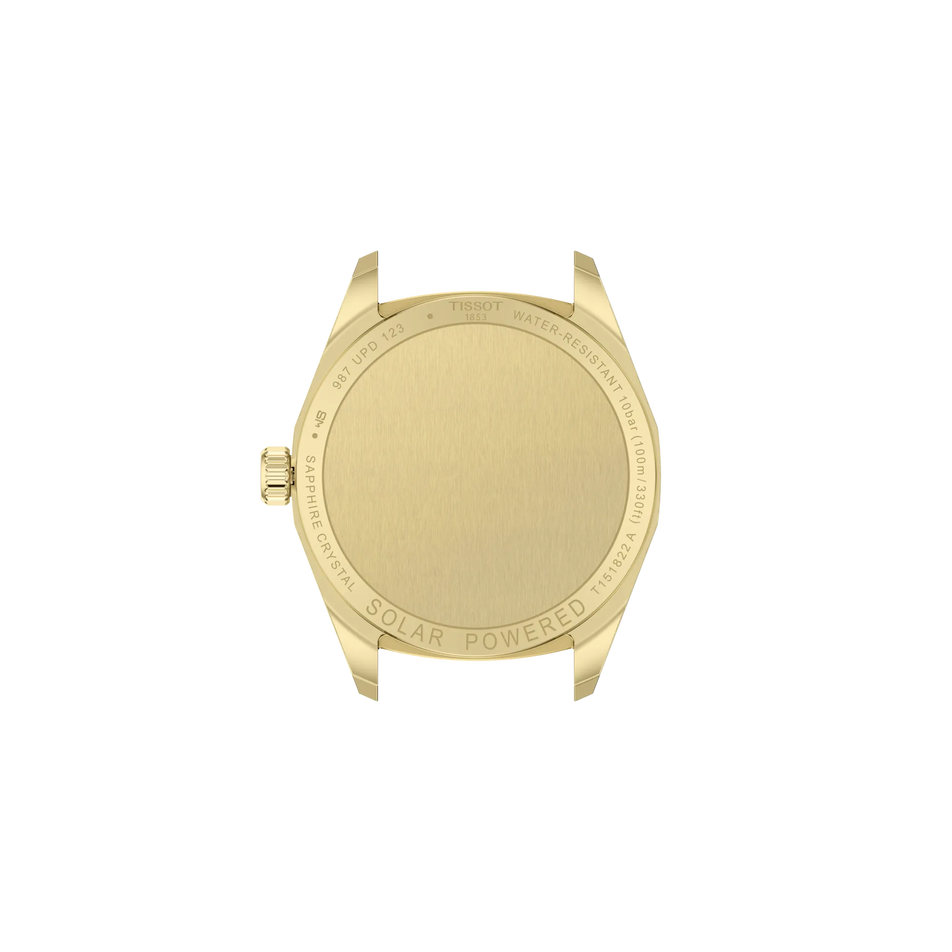 Back view of the watch case Tissot PRC 100 Solar 34mm