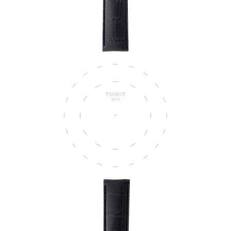 Focus on the lugs of Tissot Official Black Leather Strap Lugs 19 mm