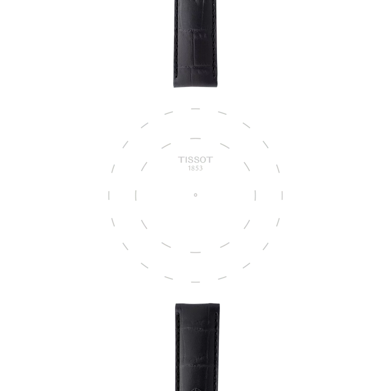 Focus on the lugs of Tissot Official Black Leather Strap Lugs 19 mm
