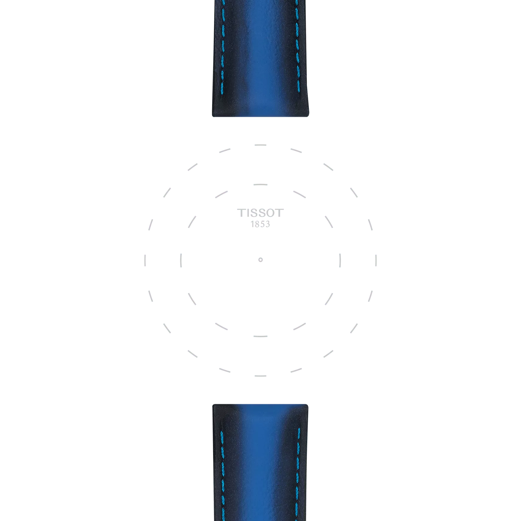 Zoom sur l'entre-corne de Bracelet officiel Tissot cuir bleu entre-cornes 20 mm