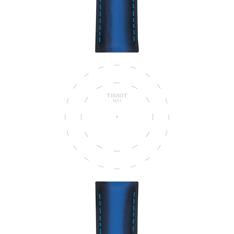 Zoom sur l'entre-corne de Bracelet officiel Tissot cuir bleu entre-cornes 20 mm