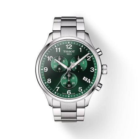 Front view of the watch Tissot Chrono XL Classic with shadow