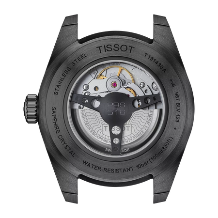มุมมองด้านหลังของตัวเรือนนาฬิกา Tissot PRS 516 Powermatic 80