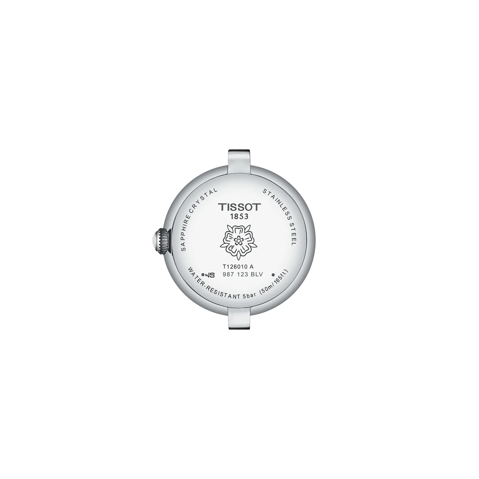 Vista posterior de la caja del reloj Tissot Bellissima 26mm - M double tour strap