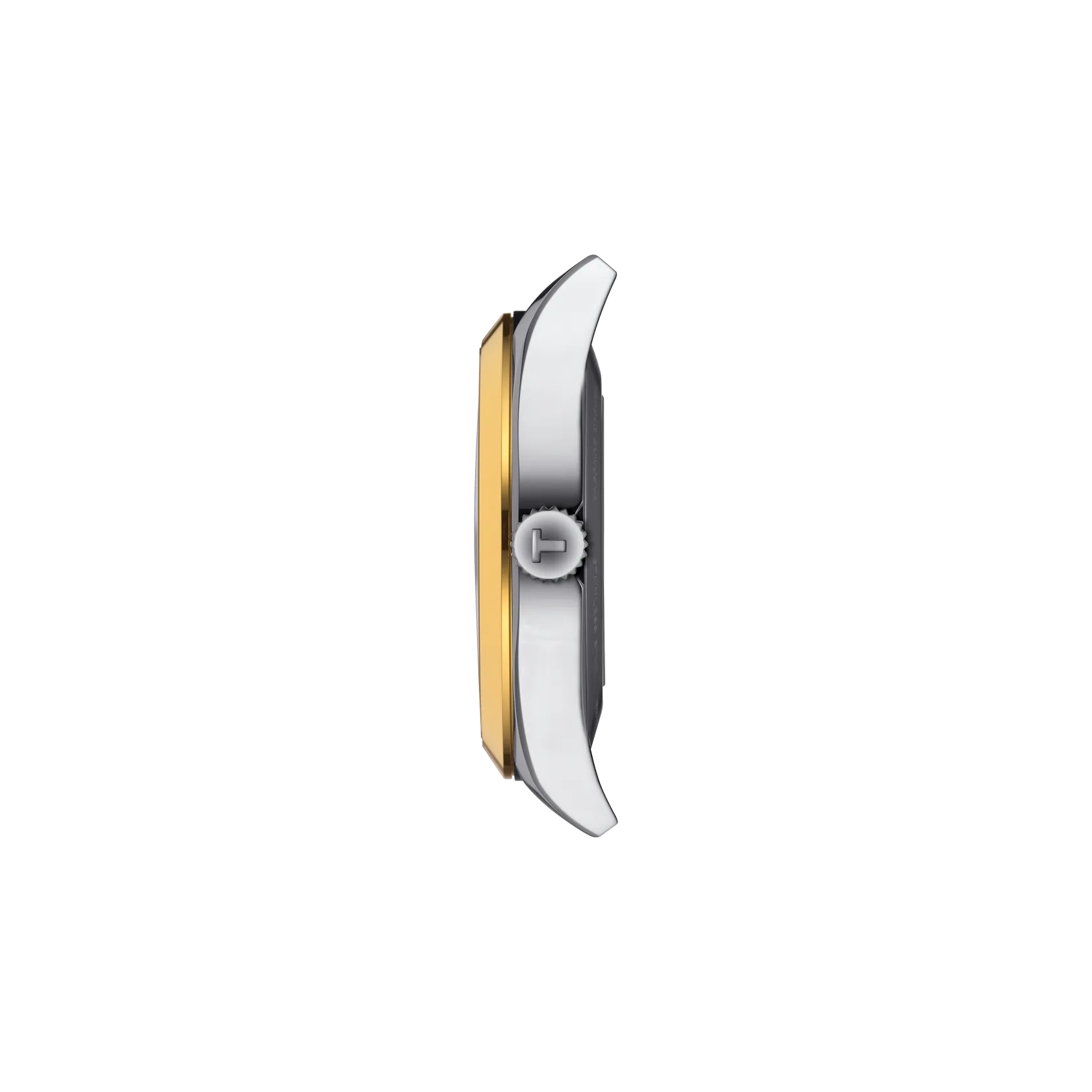Profile view of the watch case Tissot Gentleman Gold Bezel 40mm