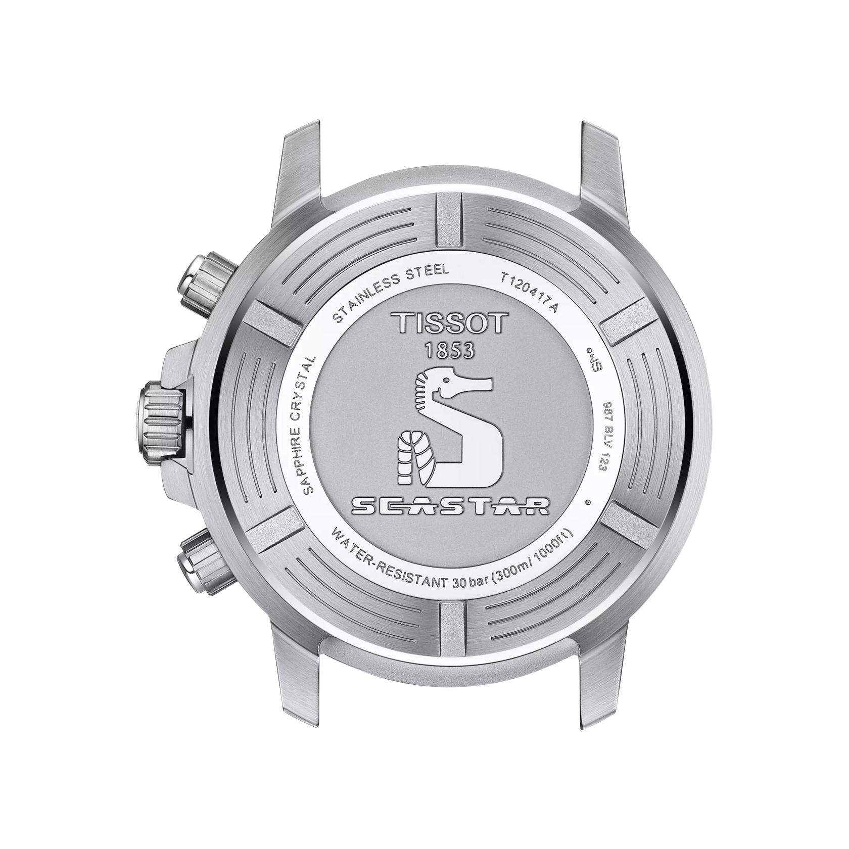 Back view of the watch case Tissot Seastar 1000 Chronograph
