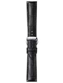 มุมมองด้านหน้าของ Tissot Official Black Leather Strap Lugs 21 mm