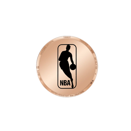 Vista posterior de la caja del reloj Tissot Vintage Quartz NBA Special Edition 18K Gold