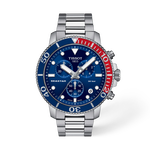 Vue de face de la montre Tissot Seastar 1000 45.5mm avec ombre