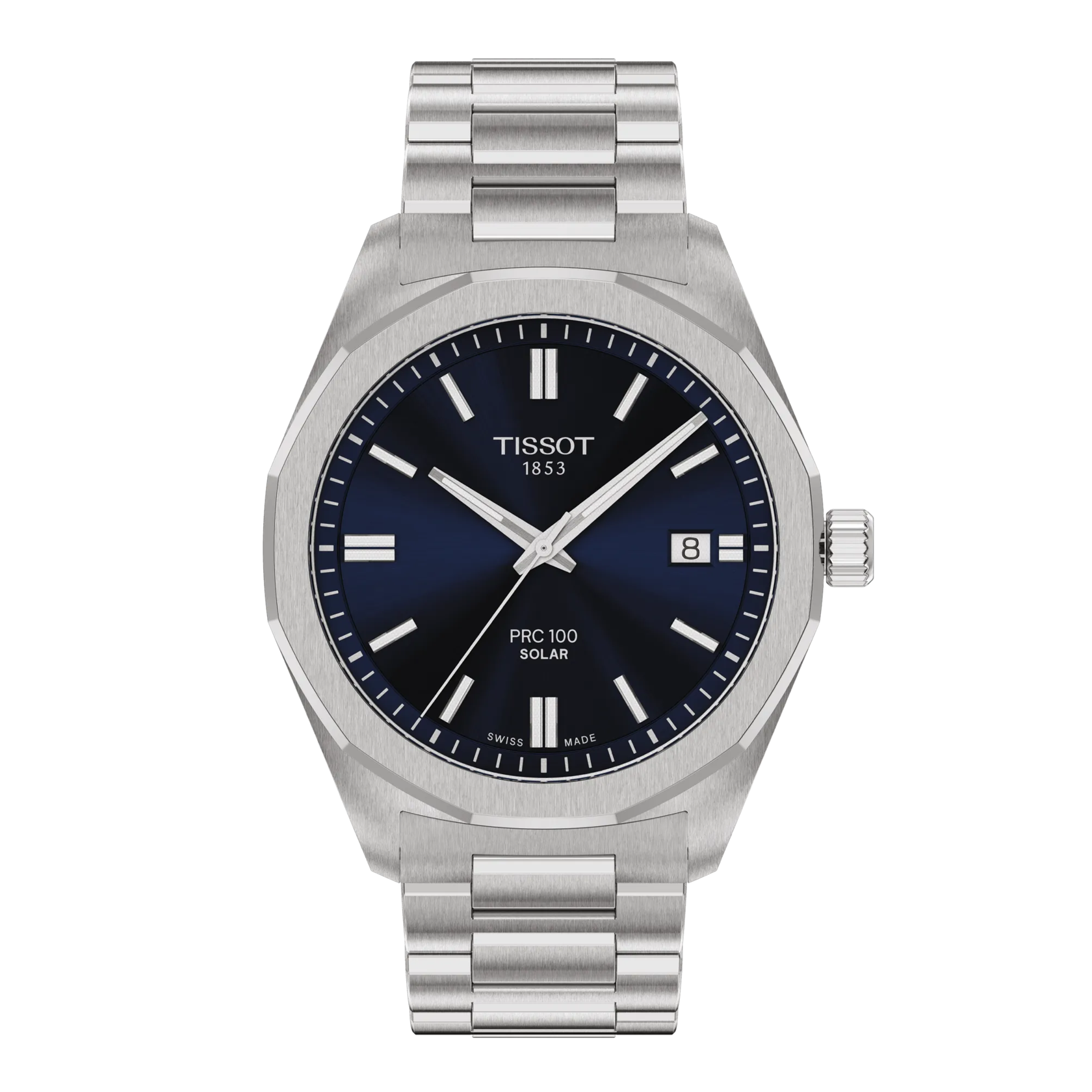 Front view of the watch Tissot PRC 100 Solar 39mm