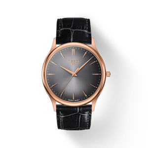 Front view of the watch Tissot Excellence 18K Gold with shadow