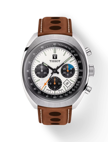 Front view of the watch Tissot Heritage 1973 with shadow