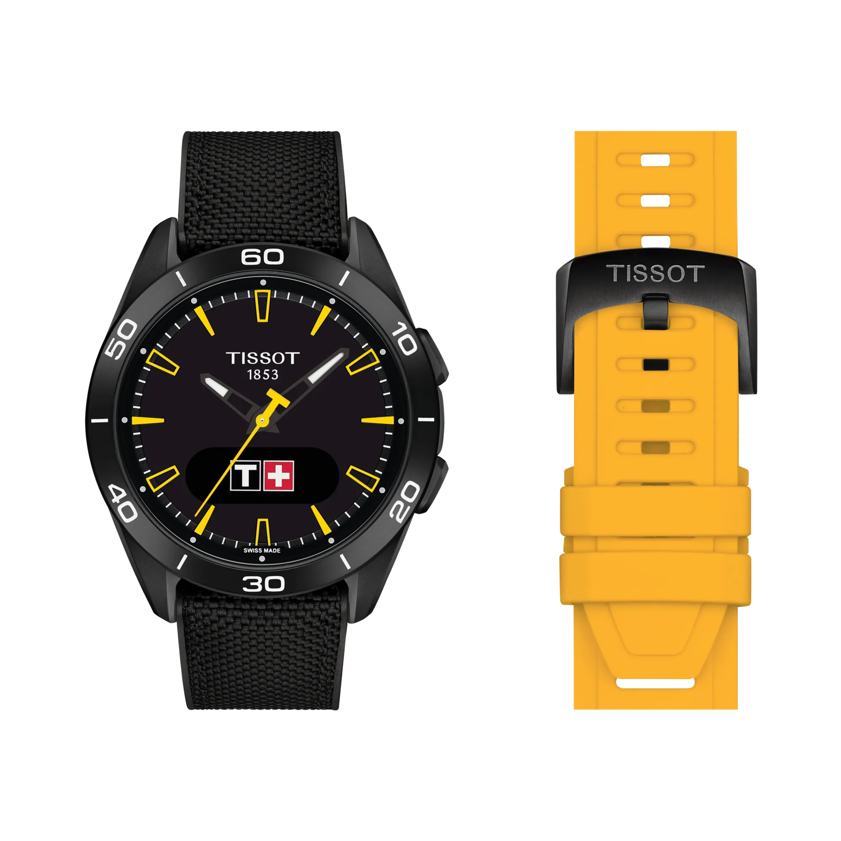 Front view of the watch Tissot T-Touch Connect Sport Jungfraubahn 43.75mm with additional bracelet