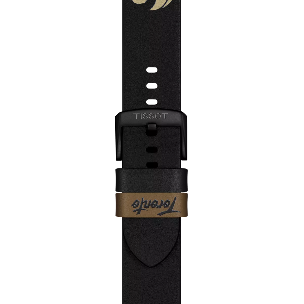 Zoom sur Bracelet Officiel Tissot Cuir Noir Entre-cornes 22 mm