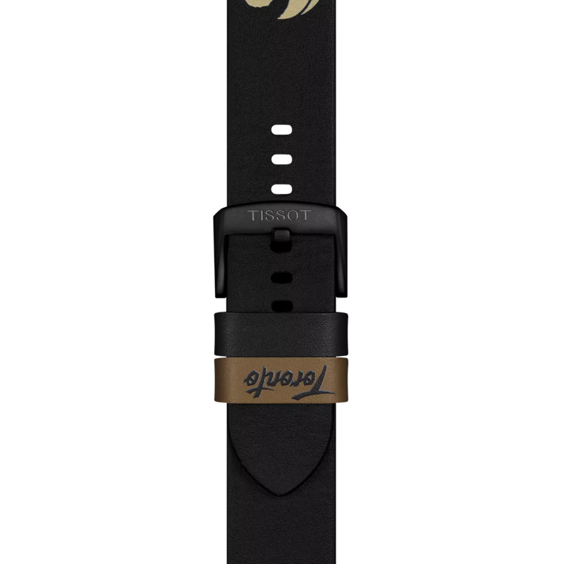 Zoom sur Bracelet Officiel Tissot Cuir Noir Entre-cornes 22 mm