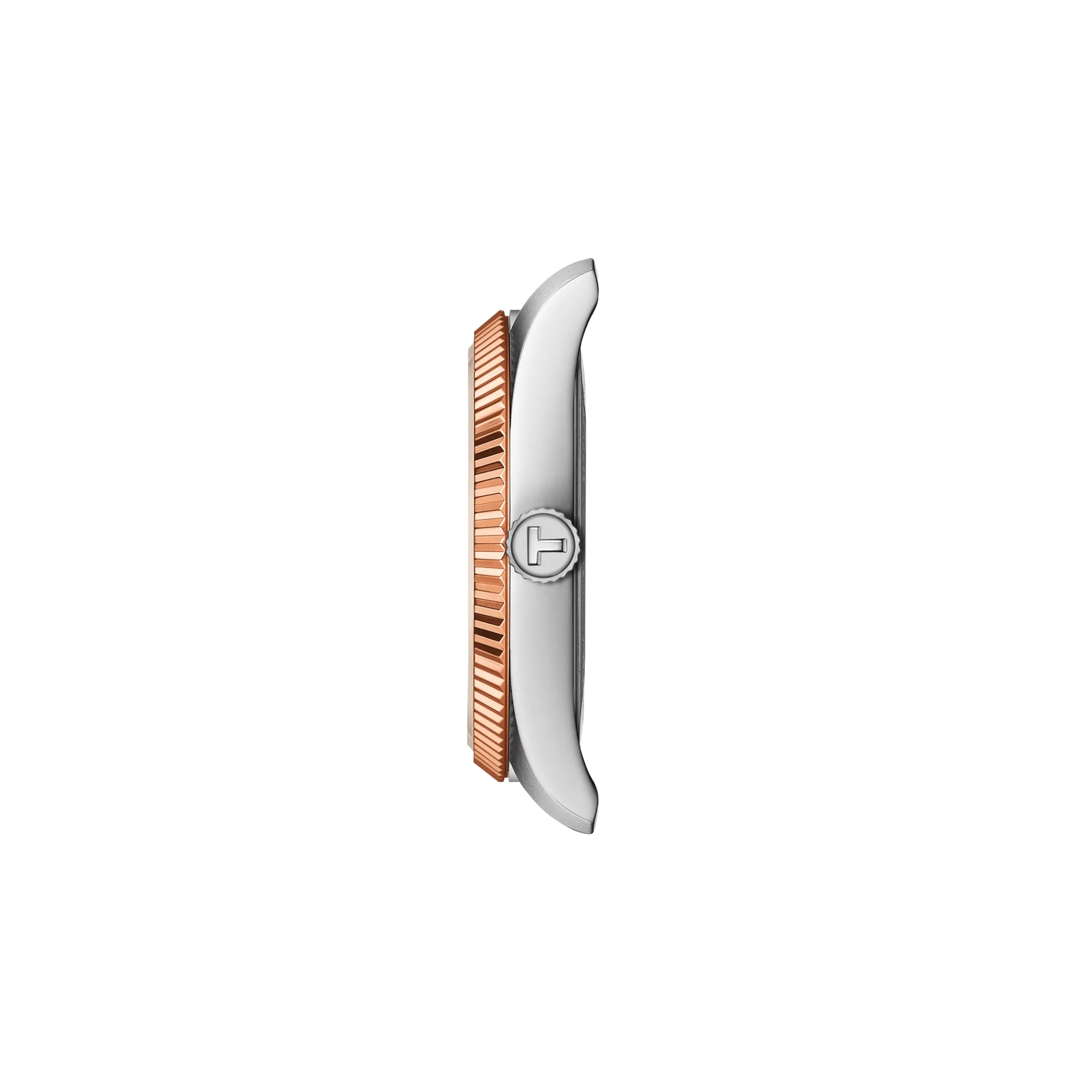 Profile view of the watch case Tissot Ballade 34mm