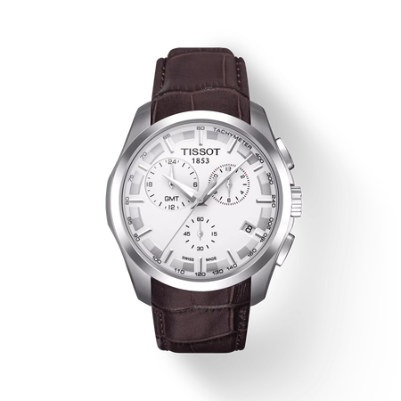 Front view of the watch Tissot Couturier GMT with shadow