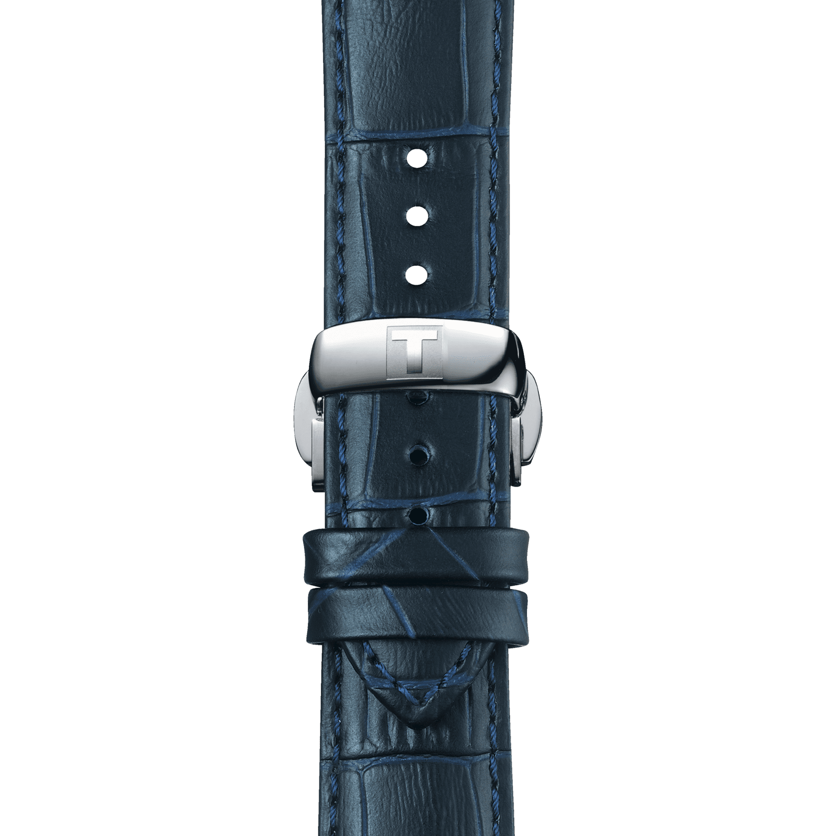 Bracelet officiel Tissot cuir bleu entre-cornes 21 mm