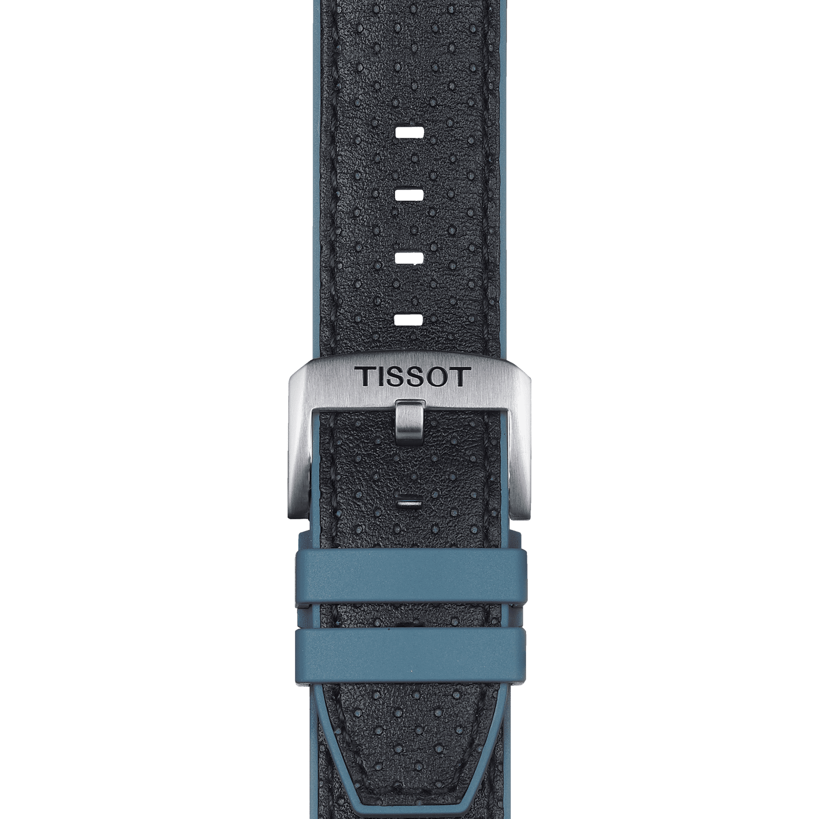 Bracelet officiel Tissot cuir bleu et synthétique entre-cornes 22 mm