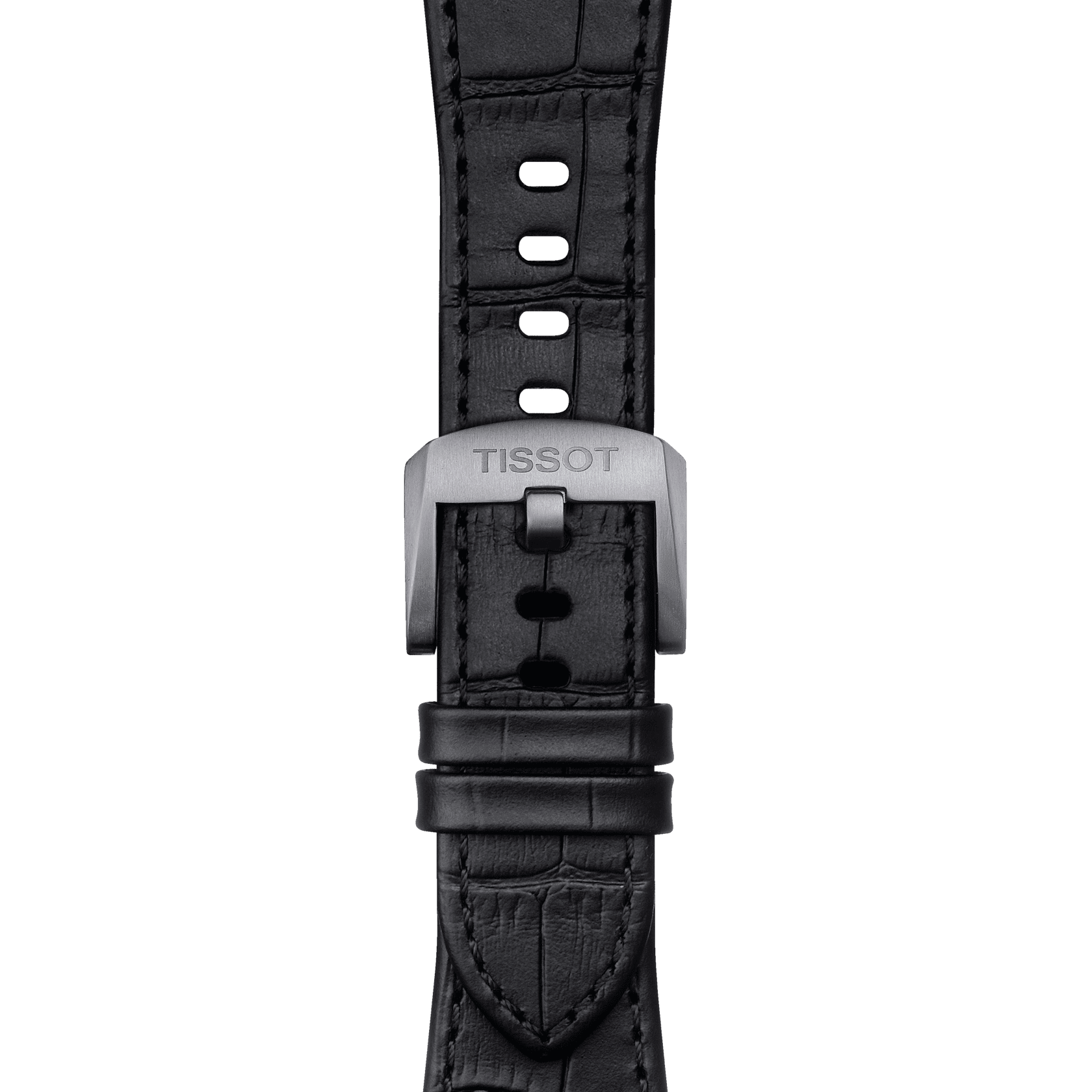 Bracelet en cuir Tissot original noir avec boucle en acier inoxydable