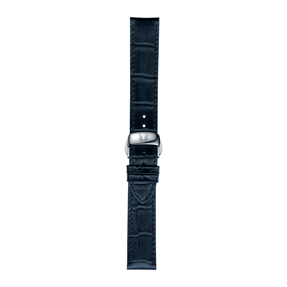 Bracelet officiel Tissot cuir bleu entre-cornes 19 mm - Voir 2