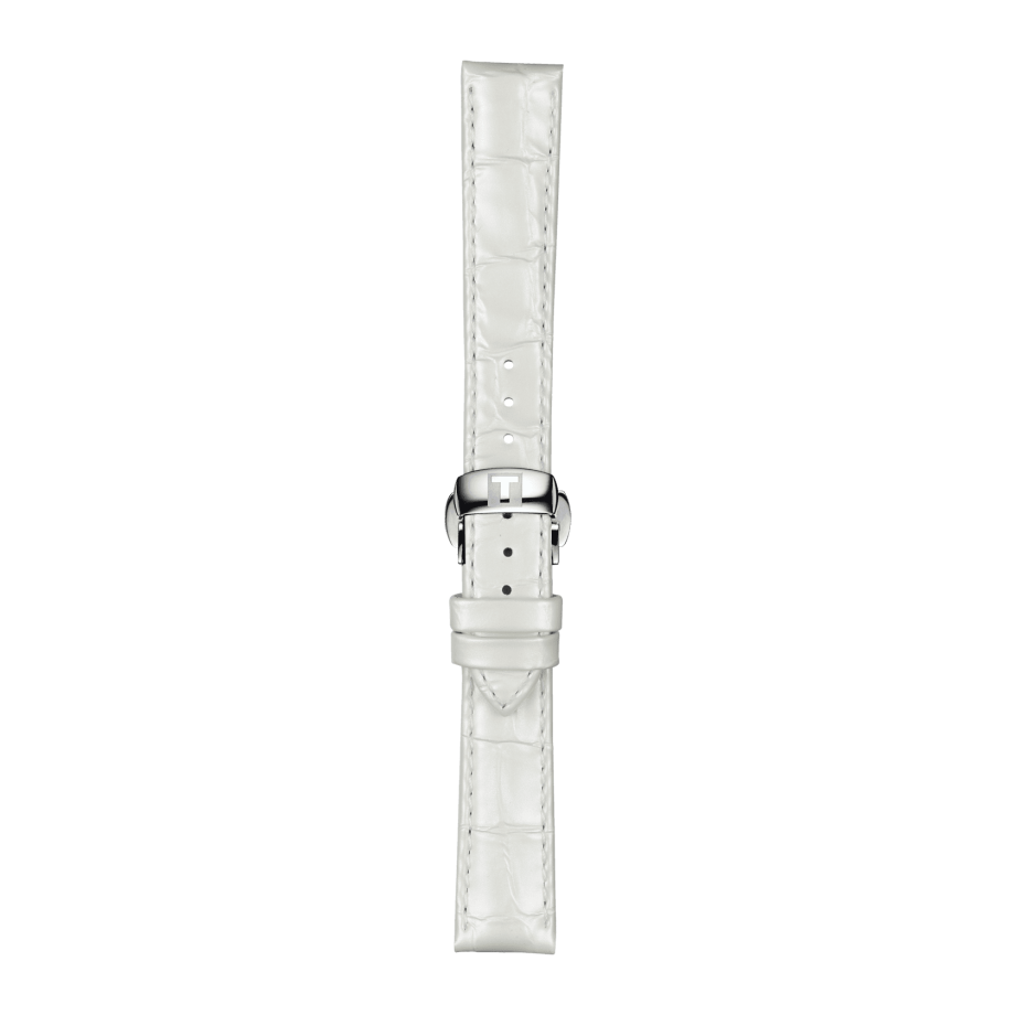 Bracelet officiel Tissot cuir blanc entre-cornes 16 mm - Voir 2