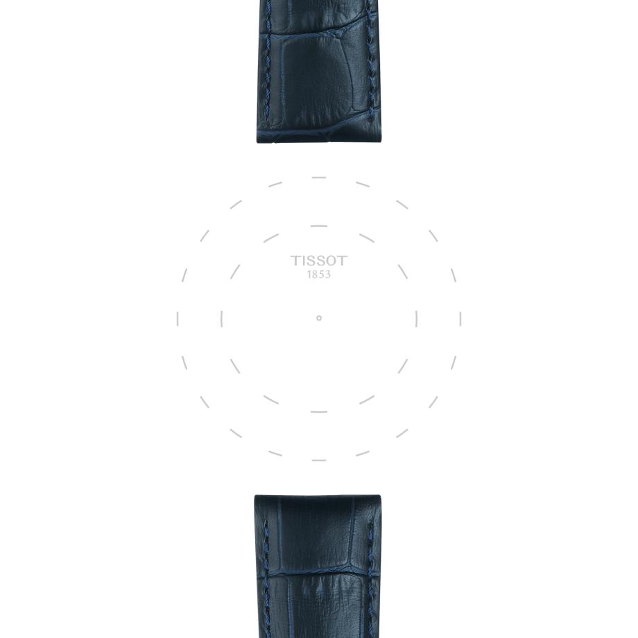 Bracelet officiel Tissot cuir bleu entre-cornes 21 mm - Voir 1