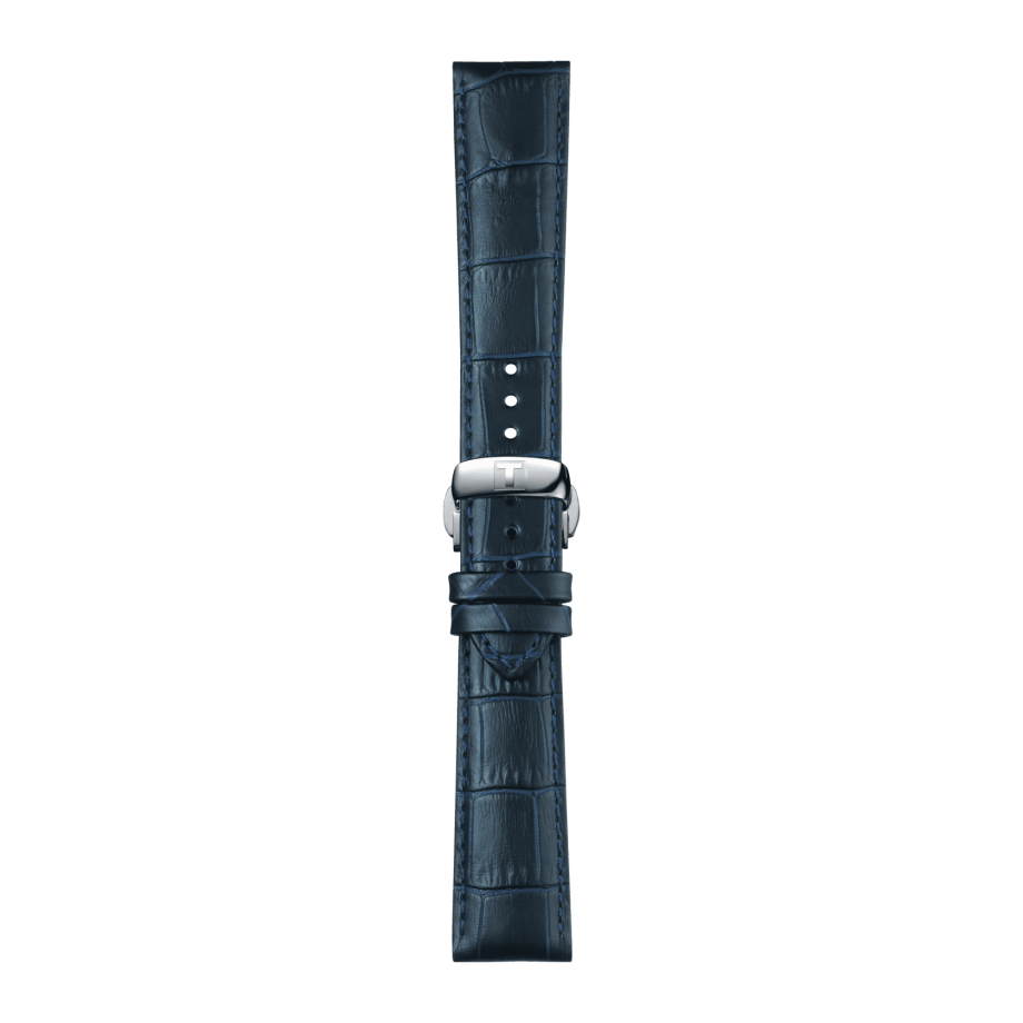 Bracelet officiel Tissot cuir bleu entre-cornes 21 mm - Voir 2