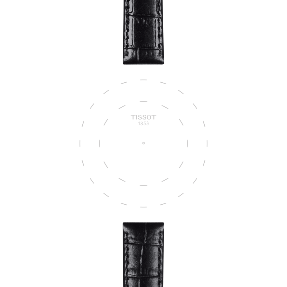 Tissot official black leather strap lugs 15 mm - View 1