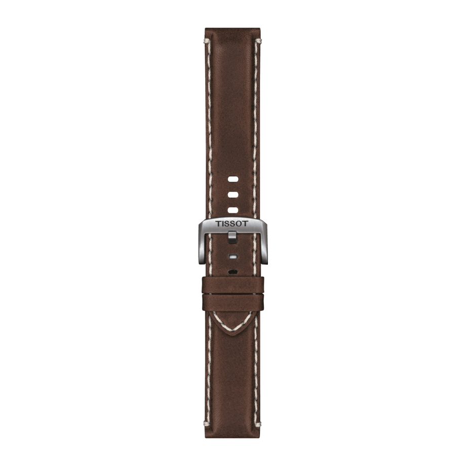 Bracelet officiel Tissot cuir brun entre-cornes 22 mm - Voir 2