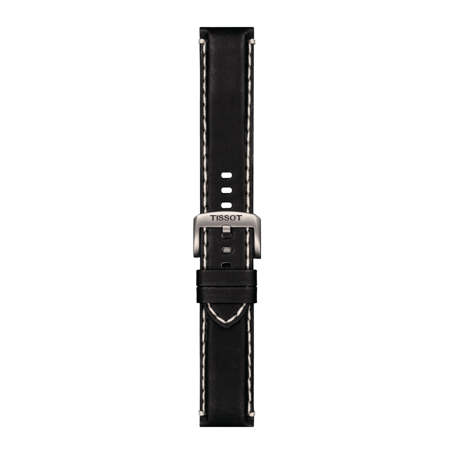 Bracelet officiel Tissot cuir noir entre-cornes 22 mm - Voir 2