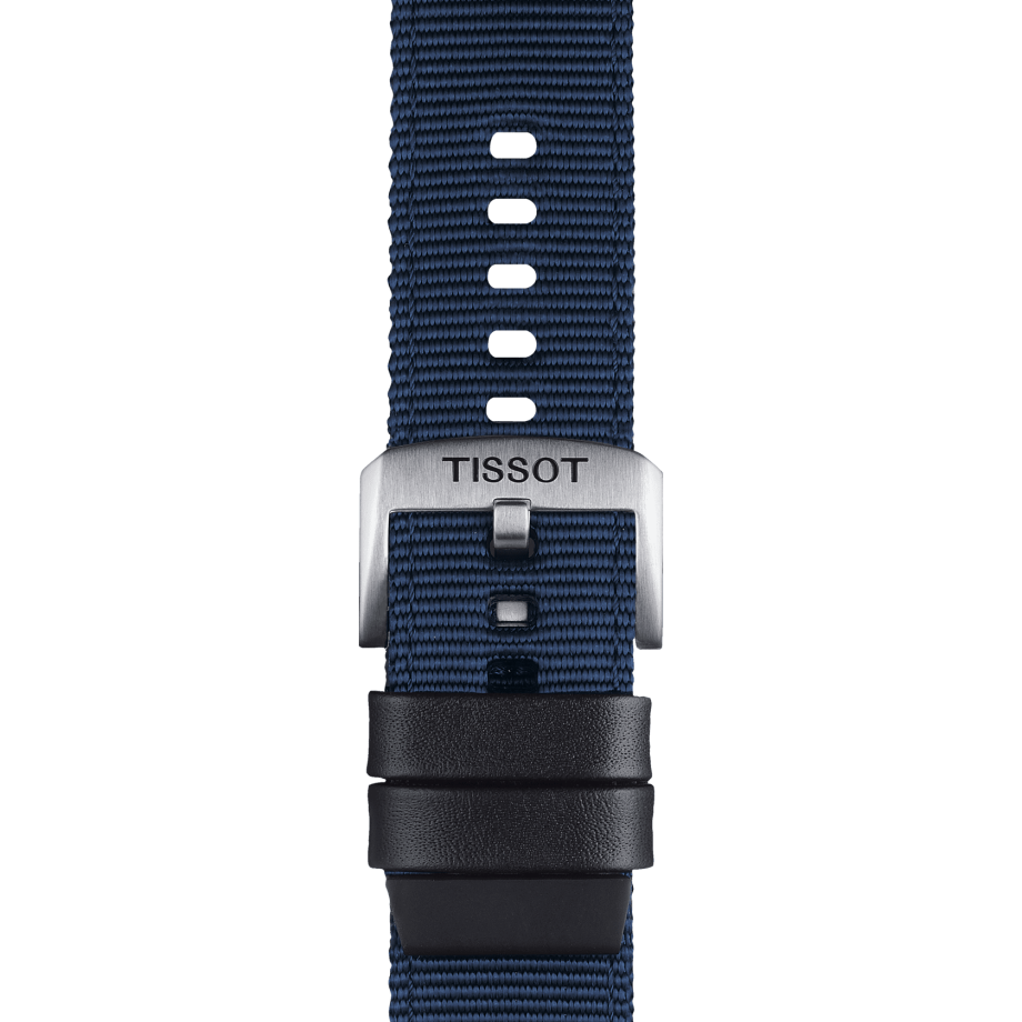 Bracelet officiel Tissot textile bleu entre-cornes 22 mm