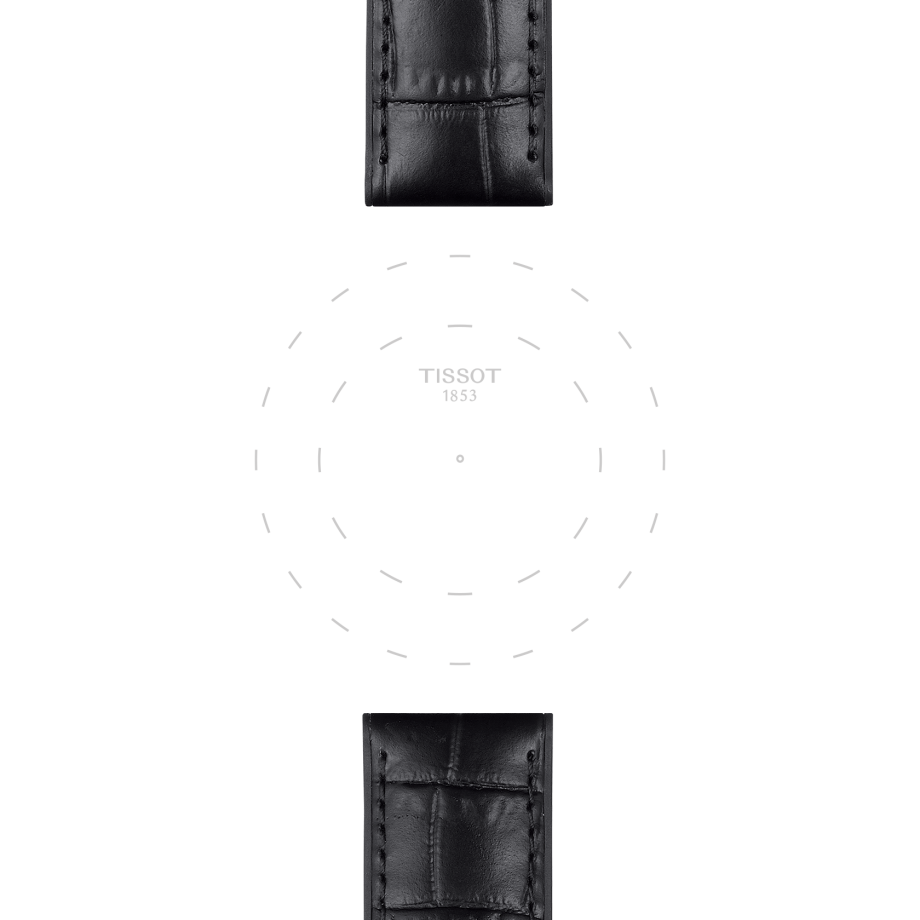 Bracelet officiel Tissot cuir noir et parties synthétique entre-cornes 22 mm - Voir 1