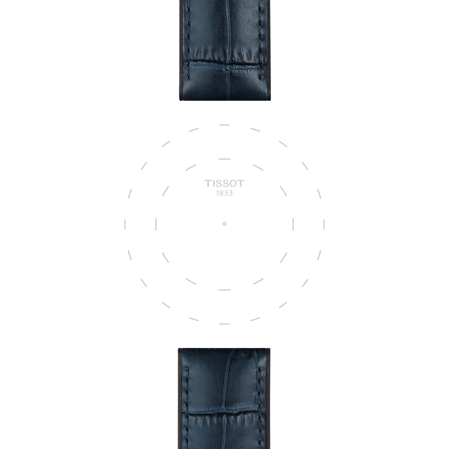 Bracelet officiel Tissot cuir bleu et parties synthétique entre-cornes 22 mm - Voir 1