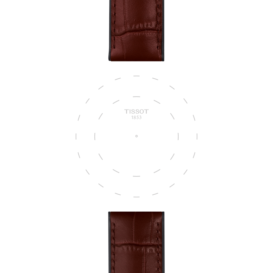 Bracelet officiel Tissot cuir brun et parties caoutchouc entre-cornes 22 mm - Voir 1