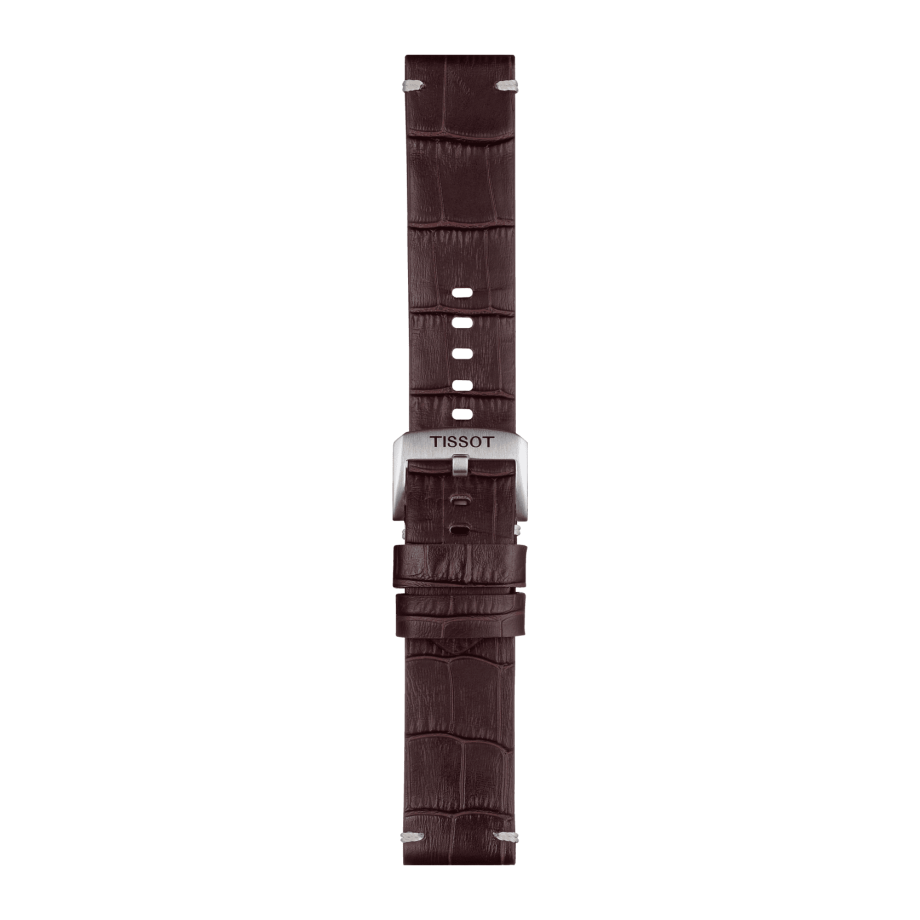 Bracelet officiel Tissot cuir brun entre-cornes 22 mm - Voir 2