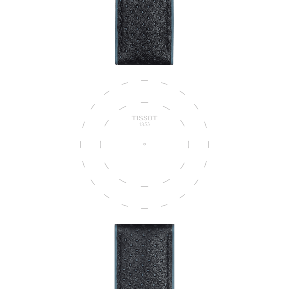 Bracelet officiel Tissot cuir bleu et synthétique entre-cornes 22 mm - Voir 1