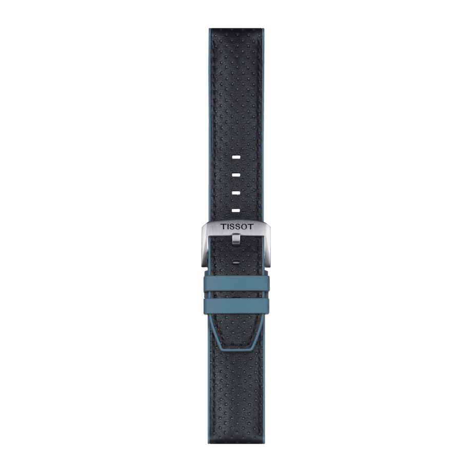 Tissot official blue leather and rubber strap lugs 22 mm - View 2